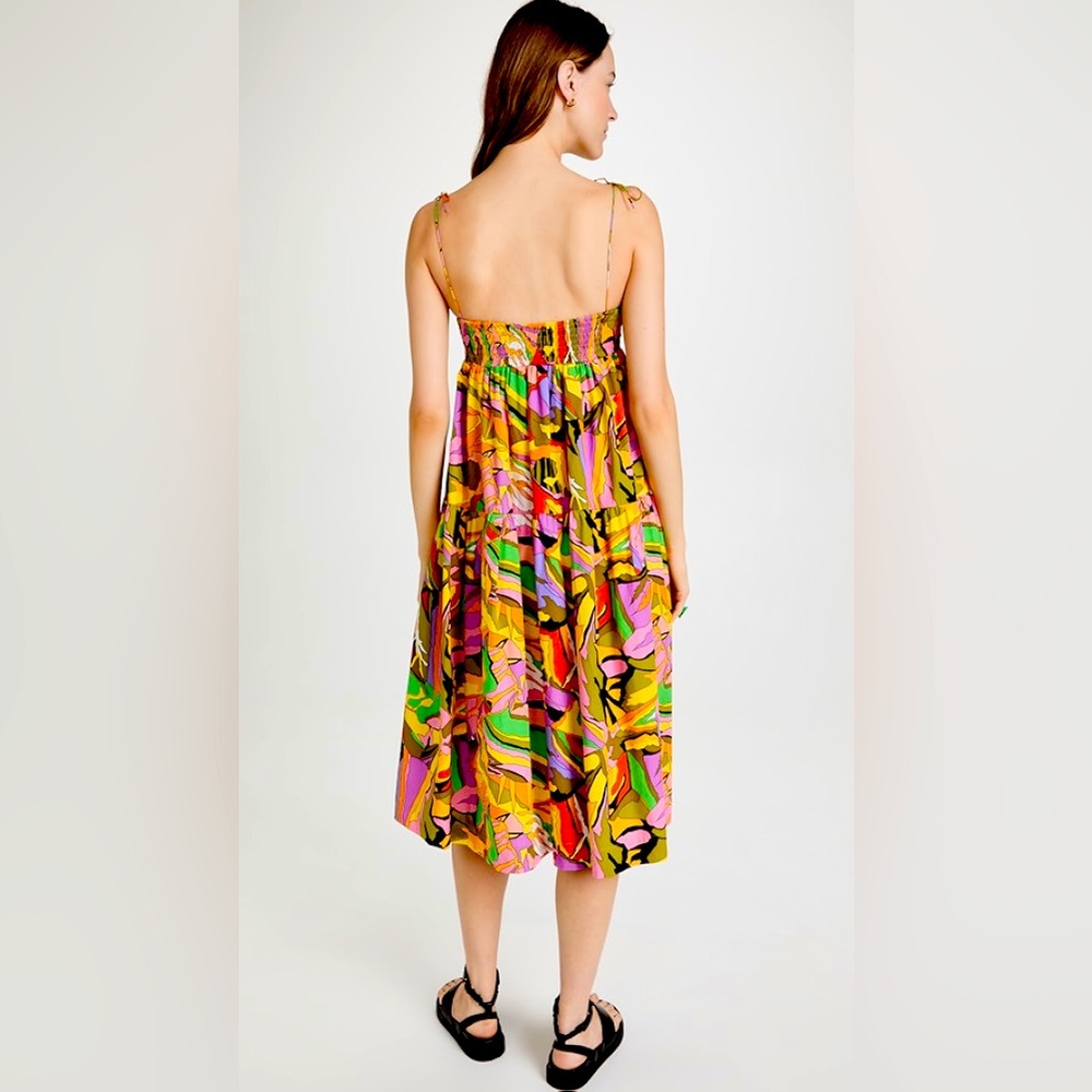 SWF Birds of Paradise Smocked Tie Strap Dress - Picture 3 of 12